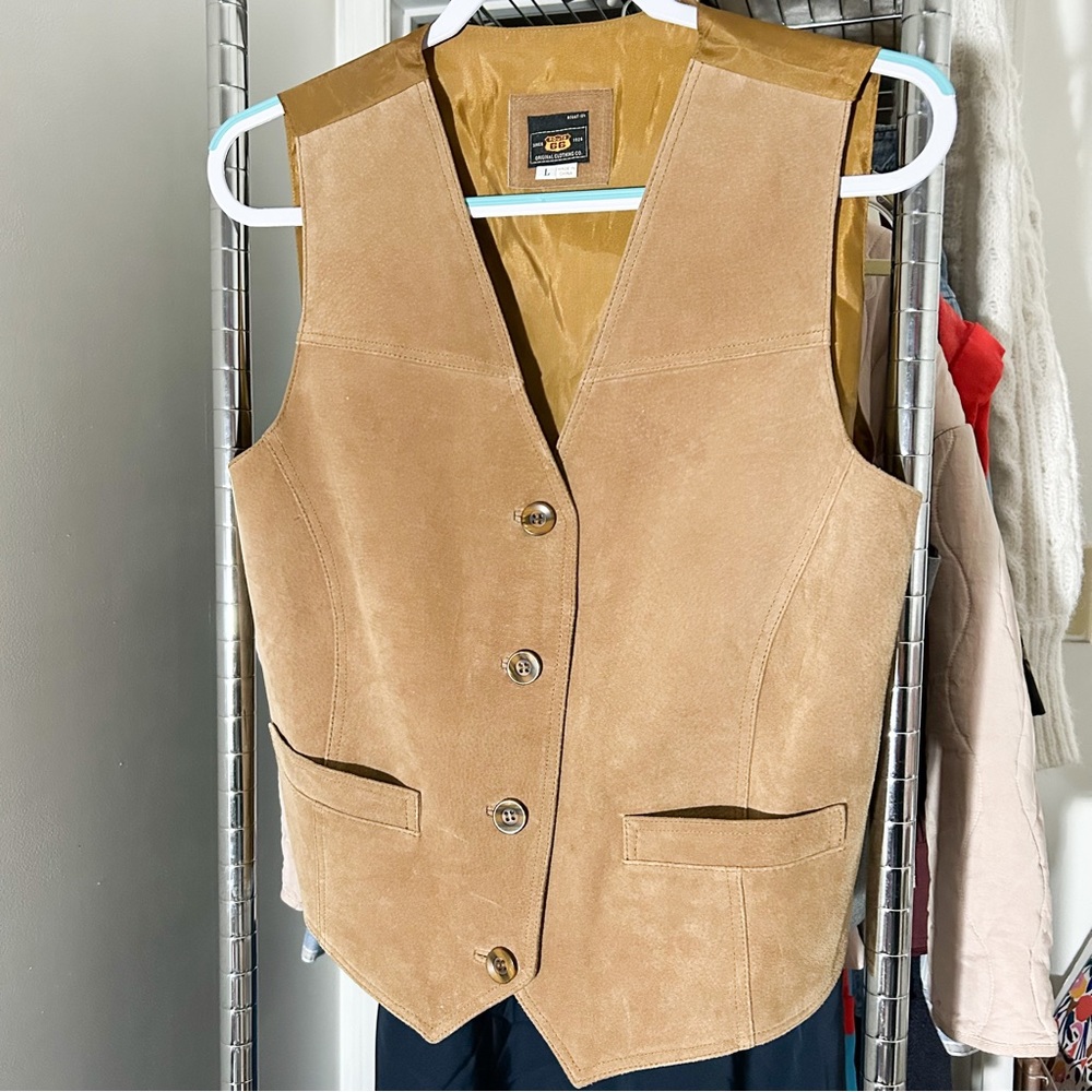 Vintage Route 66 Genuine Leather Brown Oversized Vest